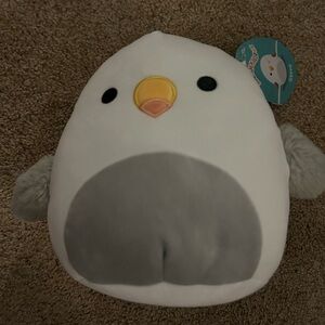 Squishmallows White and Gray Bird Pillow